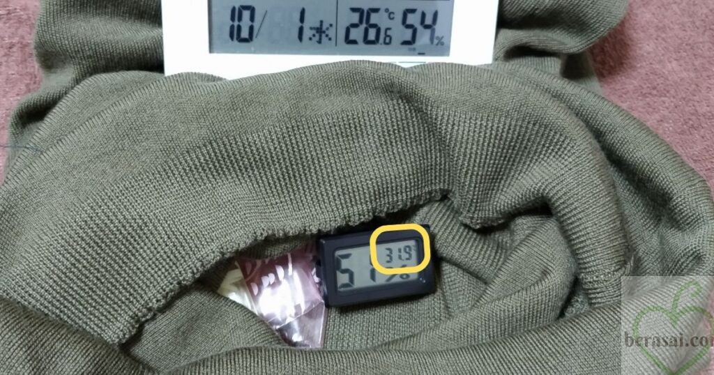 腹巻きの中の温度