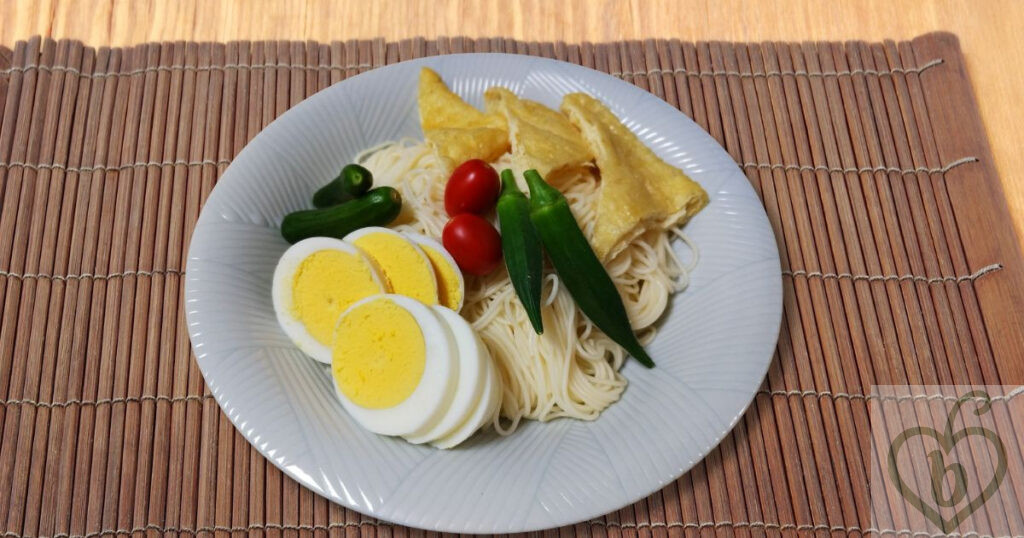 オクラのせそうめん