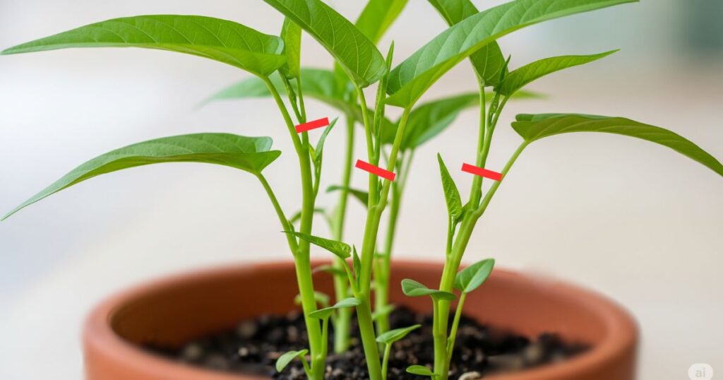空心菜の摘心箇所