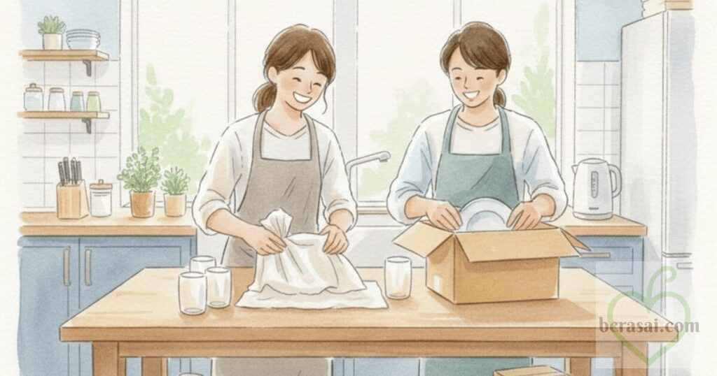 キッチンの荷造りの手伝い